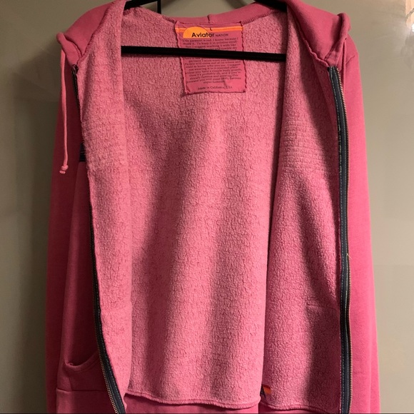 *SOLD* Aviator Nation 5 Stripe Hoodie Flamingo Pink Large - Picture 4 of 11